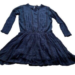 Free People Size S Black Long Sleeve Boho Sheer Lace Detailed Dress